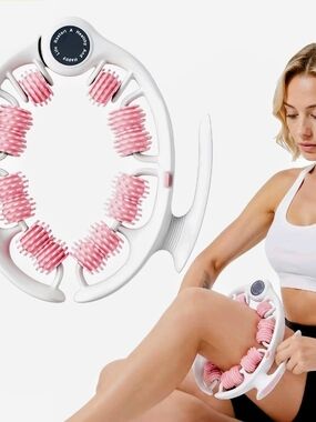 MERACH Multifunctional Manual Push-Pull Massage Roller - White/Pink